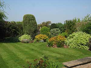 flower beds and the lawn of garden regularly maintained throughout the year 