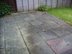 Patio before pressure washing